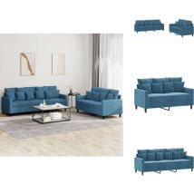 Ensemble de canapés 2 pcs avec coussins Bleu Velours - Ensemble De Canapés - Ensembles De Canapés - Canapé - Fauteuil