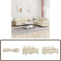 Ensemble de canapés 2 pcs avec coussins Crème Similicuir - Canape - Sofa - Simili Cuir - Creme - Meuble Salon
