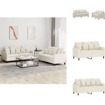 Ensemble de canapés 2 pcs avec coussins Crème Velours - Ensemble De Canapés - Ensembles De Canapés - Canapé - Fauteuil
