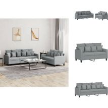 Ensemble de canapés 2 pcs avec coussins Gris clair Tissu - Canape - Ensemble De Canape - Canapé Gris - Canapé Moderne - Canapé Design