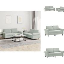 Ensemble de canapés 2 pcs avec coussins Gris clair Velours - Canape Velour - Canapé Deux Places - Canapé Gris Clair - Meubles Salon - Ensemble Canapé