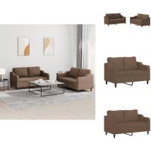 Ensemble de canapés 2 pcs avec coussins Marron Tissu - Ensemble De Canapés - Ensembles De Canapés - Canapé - Fauteuil