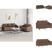 Ensemble de canapés 2 pcs avec coussins Marron Tissu - Ensemble De Canapés - Ensembles De Canapés - Canapé - Fauteuil