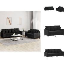 Ensemble de canapés 2 pcs avec coussins Noir Velours - Ensemble De Canapés - Ensembles De Canapés - Canapé - Fauteuil