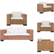 Ensemble de canapés 2 pcs avec coussins Rotin naturel - Meubles De Salon - Canapé Rotin - Ensemble Canapé - Canapé Design - Meubles Tendance