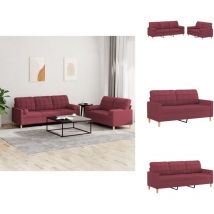 Ensemble de canapés 2 pcs avec coussins rouge bordeaux tissu - Canape - Ensemble De Canapés - Canapé Rouge - Canapé Bordeaux - Meuble Salon