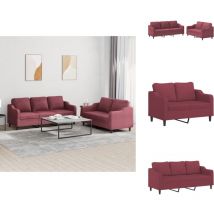 Ensemble de canapés 2 pcs avec coussins Rouge bordeaux Tissu - Canape - Ensemble De Canapés - Canapé Rouge - Canapé Tissu - Canapé Design