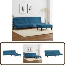 Vidaxl - Ensemble de canapés 2 pcs bleu velours - Canape Convertible - Canapé Lit - Canapé Velours - Canapé Bleu - Meuble Salon