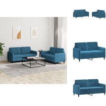 Ensemble de canapés 2 pcs bleu velours - Canape Velours - Canapé Bleu - Ensemble Canapé - Meubles Salon - Canapé Deux Places
