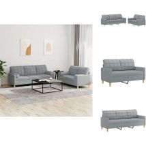 Ensemble de canapés 2 pcs coussins gris clair tissu - Canape - Ensemble De Canapés - Canapé Gris - Canapé Moderne - Canapé Design