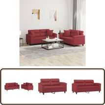 Ensemble de canapés 2 pcs et coussins rouge bordeaux similicuir - Canape - Canapé Deux Places - Sofa - Meuble Salon - Mobilier Intérieur
