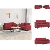 Ensemble de canapés 2 pcs et coussins rouge bordeaux similicuir - Canape - Canapé Deux Places - Sofa - Meuble Salon - Mobilier Intérieur