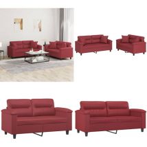 Ensemble de canapés 2 pcs et coussins rouge bordeaux similicuir - Canape - Canapé Deux Places - Sofa - Meuble Salon - Mobilier Intérieur - Home &