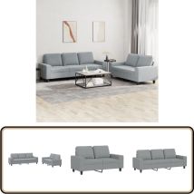 Ensemble de canapés 2 pcs gris clair tissu - Canape - Ensemble De Canapés - Canapé Gris - Canapé Moderne - Salon