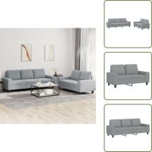 Ensemble de canapés 2 pcs gris clair tissu - Canape - Ensemble De Canapés - Canapé Gris - Canapé Moderne - Salon