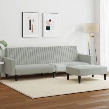 Torana - Ensemble de canapés 2 pcs gris clair velours