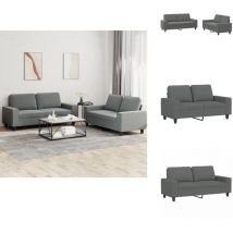 Ensemble de canapés 2 pcs gris foncé tissu - Canape - Ensemble De Canapés - Canapé Gris - Canapé Moderne - Salon