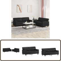 Ensemble de canapés 2 pcs noir similicuir - Canape - Ensemble De Canape - Canapé Noir - Canapé Moderne - Canapé Design