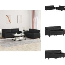 Ensemble de canapés 2 pcs noir similicuir - Canape - Ensemble De Canape - Canapé Noir - Canapé Moderne - Canapé Design
