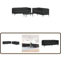 Ensemble de canapés 2 pcs noir tissu - Canape - Ensemble De Canapés - Canapé En Tissu - Canapé Noir - Canapé Moderne