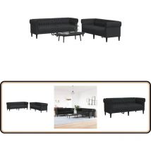 Ensemble de canapés 2 pcs noir tissu - Canape - Ensemble De Canapés - Canapé En Tissu - Canapé Noir - Canapé Moderne