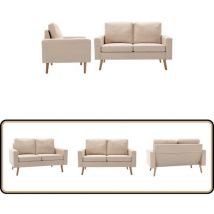 Ensemble de canapés 2 pcs Tissu Crème - Canape - Sofa - Ensemble De Meubles - Meuble Salon - Fauteuil