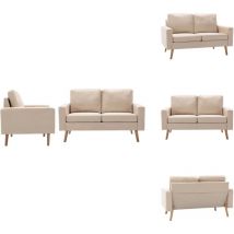 Ensemble de canapés 2 pcs Tissu Crème - Canape - Sofa - Ensemble De Meubles - Meuble Salon - Fauteuil