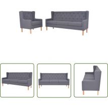 Ensemble de canapés 2 pcs tissu gris - Canape Moderne - Canapé Deux Places - Fauteuils Confortables - Meubles Salon - Ameublement Intérieur