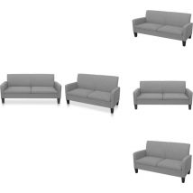 Ensemble de canapés 2 pcs tissu gris clair - Canapé En Tissu - Canapé Gris Clair - Ensemble Canapé - Canapé Deux Places - Canapé Trois Places