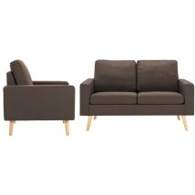 2 Pcs Ensemble Canapés Droits, Canapé De Relaxation Meuble De Salon, Tissu Marron Oib5354e