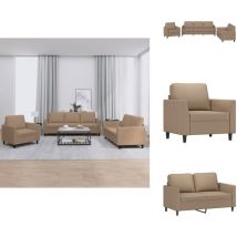 Ensemble de canapés 3 pcs avec coussins Cappuccino Similicuir - Ensemble De Canapés - Ensembles De Canapés - Canapé - Fauteuil