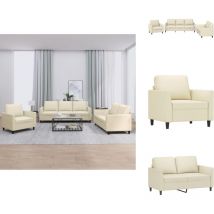Ensemble de canapés 3 pcs avec coussins Crème Similicuir - Ensemble De Canapés - Ensembles De Canapés - Canapé - Fauteuil