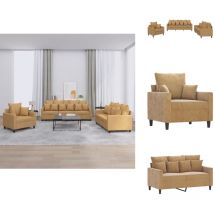 Ensemble de canapés 3 pcs avec coussins Marron Velours - Ensemble De Canapés - Ensembles De Canapés - Canapé - Fauteuil