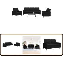 Ensemble de canapés 3 pcs avec coussins Noir Velours - Canape - Ensemble De Canapés - Canapé Velours - Canapé Noir - Canapé Design