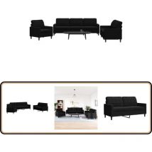 Ensemble de canapés 3 pcs avec coussins Noir Velours - Canape - Ensemble De Canapés - Canapé Velours - Canapé Noir - Canapé Design