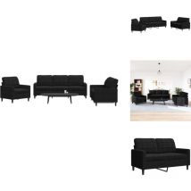 Ensemble de canapés 3 pcs avec coussins Noir Velours - Canape - Ensemble De Canapés - Canapé Velours - Canapé Noir - Canapé Design