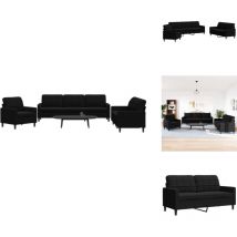 Ensemble de canapés 3 pcs avec coussins Noir Velours - Canape - Ensemble De Canapés - Canapé Velours - Canapé Noir - Canapé Design