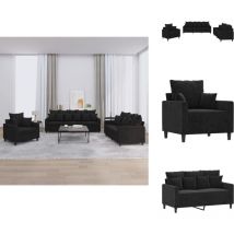 Ensemble de canapés 3 pcs avec coussins Noir Velours - Ensemble De Canapés - Ensembles De Canapés - Canapé - Fauteuil