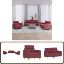 Ensemble de canapés 3 pcs avec coussins Rouge bordeaux Tissu - Canape - Ensemble De Canape - Canapé Rouge - Canapé Tissu - Canapé Design