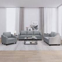 Ensemble de canapés 3 pcs, Canapés droit, Banquettes Sofa de Salon avec coussins Gris clair Tissu design in