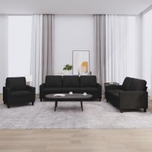 Ensemble de canapés 3 pcs, Canapés droit, Banquettes Sofa de Salon avec coussins Noir Similicuir design in