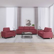Maisonchic - Ensemble de canapés 3 pcs, Canapés droit, Banquettes Sofa de Salon rouge bordeaux tissu design in