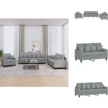 Ensemble de canapés 3 pcs coussins gris clair tissu - Canape - Ensemble De Canape - Canapé Gris - Canapé Moderne - Canapé Design