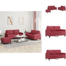Ensemble de canapés 3 pcs et coussins Rouge bordeaux Similicuir - Canape - Ensemble De Canape - Canapé Rouge - Canapé Moderne - Canapé Tissu