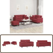 Ensemble de canapés 3 pcs et coussins rouge bordeaux similicuir - Canape - Ensemble De Canapés - Canapé Rouge - Canapé Velours - Canapé Moderne