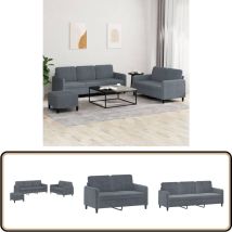 Ensemble de canapés 3 pcs gris foncé velours - Canapé Velours - Canapé Gris - Ensemble Canapé - Salon Moderne - Meubles Living Room