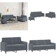 Ensemble de canapés 3 pcs gris foncé velours - Canapé Velours - Canapé Gris - Ensemble Canapé - Salon Moderne - Meubles Living Room - Home & Living