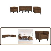 Ensemble de canapés 3 pcs marron tissu - Canape - Ensemble De Meubles - Meuble Salon - Canapé En Tissu - Canapé Brun