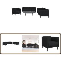 Ensemble de canapés 3 pcs noir tissu - Canape - Ensemble De Canapés - Canapé En Tissu - Canapé Noir - Canapé Confort