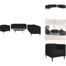Ensemble de canapés 3 pcs noir tissu - Canape - Ensemble De Canapés - Canapé En Tissu - Canapé Noir - Canapé Confort